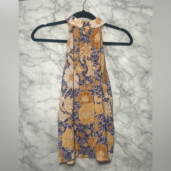 Boho Resort Halter Cupcakes & Cashmere Blouse Mustard Purple Cream Small - Picture 2 of 9